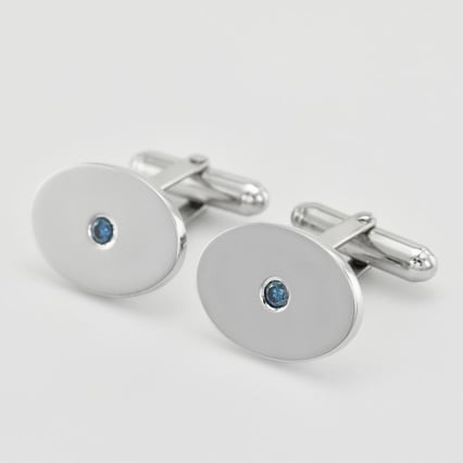 Strieborné manžetové gombíky s modrými diamantmi Adiel