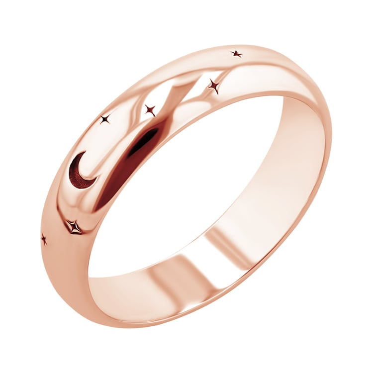 Svadobné obrúčky s gravírom hviezd a mesiaca Grove 116413