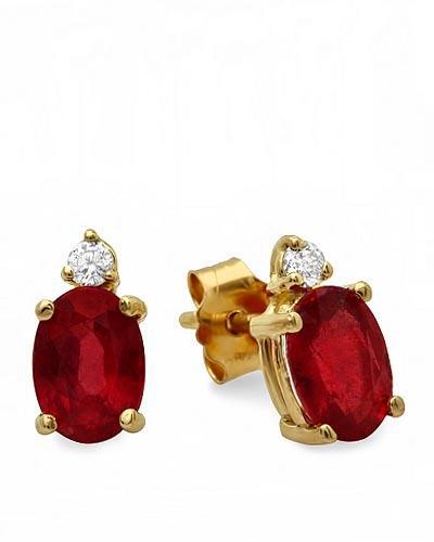 Zlaté náušnice s rubínmi a diamantmi Nellie 53573