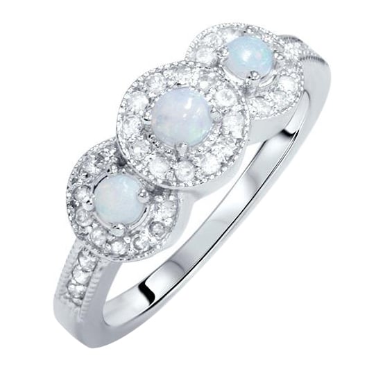 Opálový zlatý prsteň s diamantmi