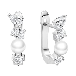 Perlové náušnice zo striebra a zirkónmi Karmin