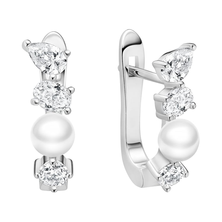 Perlové náušnice z stříbra a zirkony Karmina