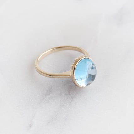 Modrý topás v zlatom prsteni Samanta