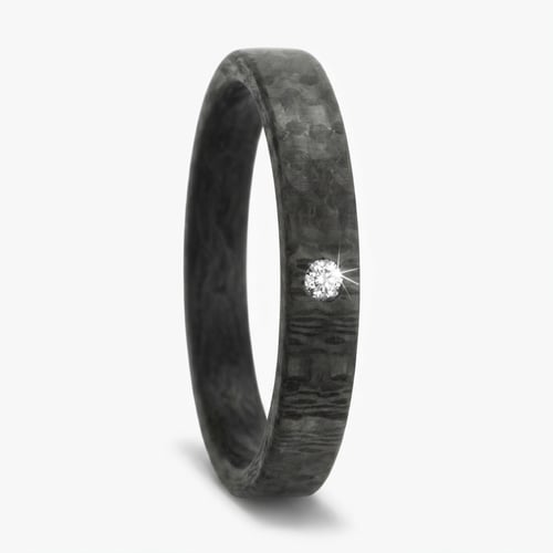 Ploché karbónové svadobné obrúčky s diamantom Jae
