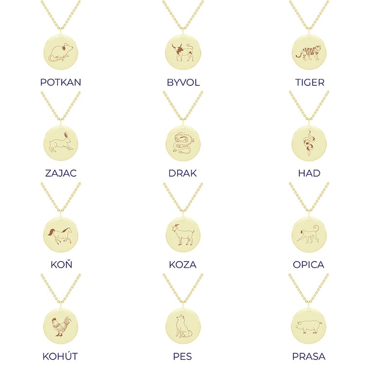 Strieborný personalizovaný náhrdelník Čínske znamenie zverokruhu 135193
