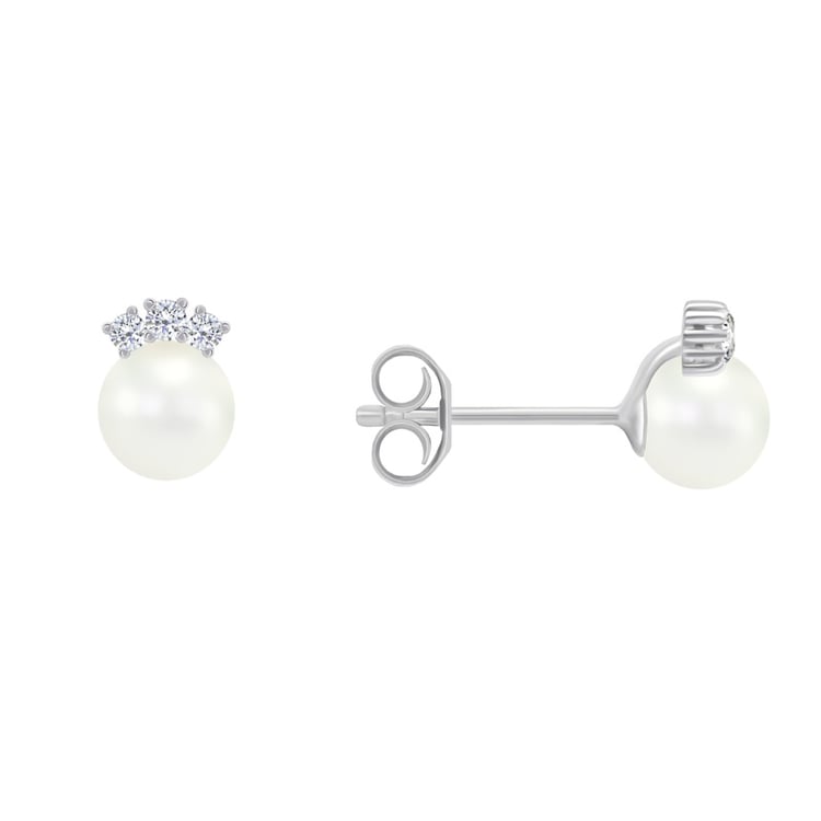 Zlaté perlové náušnice s diamantmi Marget 42667