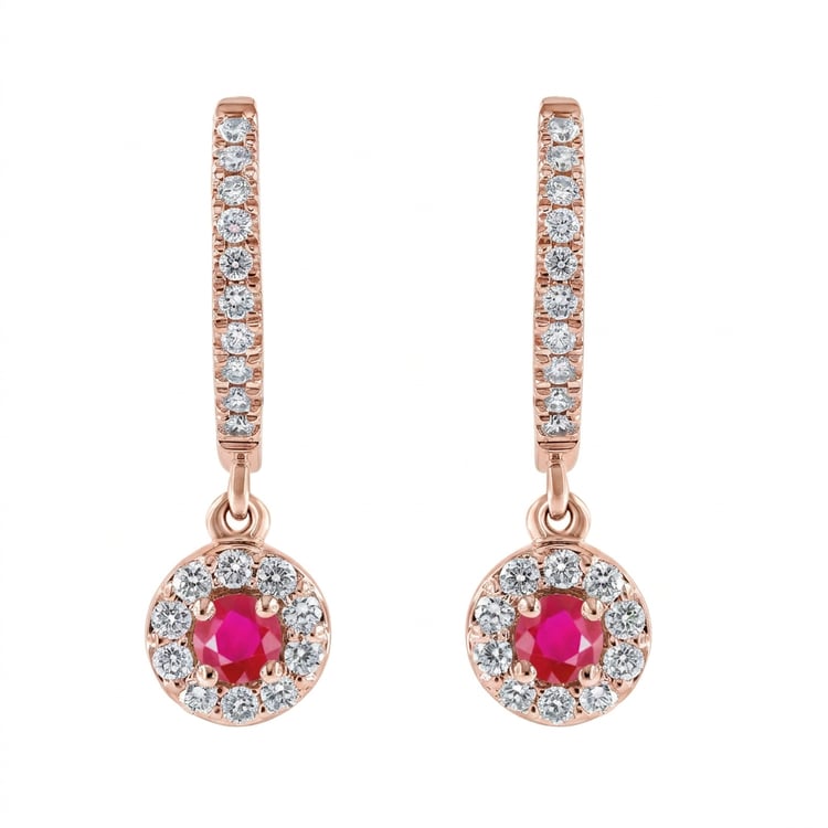 Očarujúce strieborné náušnice s rubínmi a lab-grown diamantmi Donna 169410