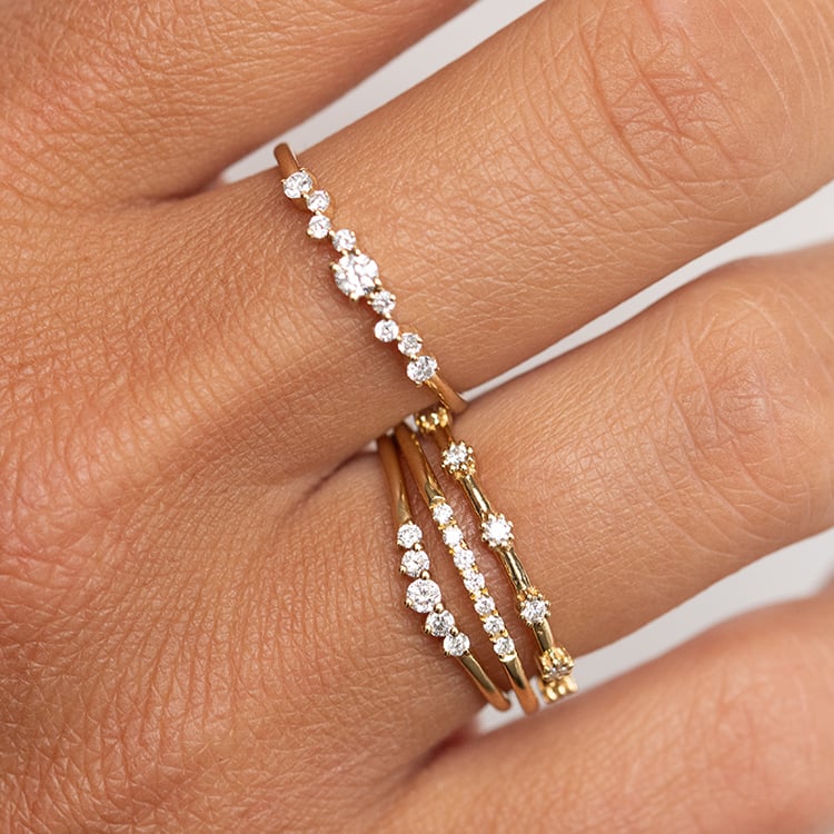 Strieborný prsteň s radom lab-grown diamantov Hedy 138945