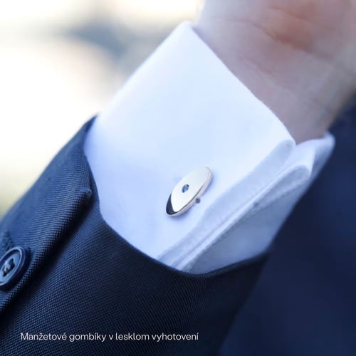 Zlaté manžetové gombíky s modrými diamantmi Adiel