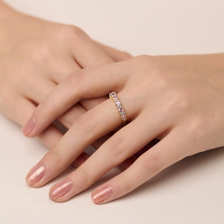 Half-eternity prsteň zo zlata s ružovými turmalínmi Jamil 165489