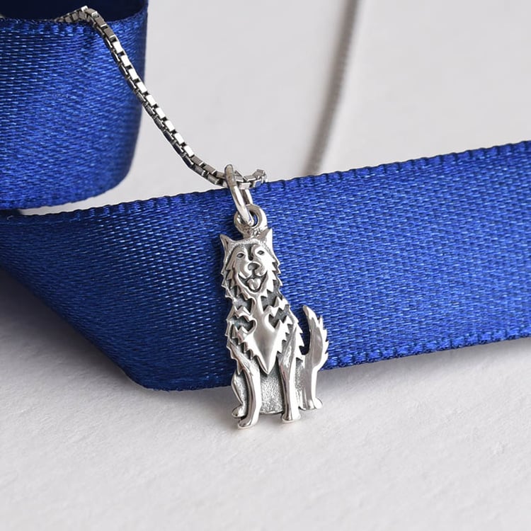 Strieborný prívesok v tvare psa Husky 78137