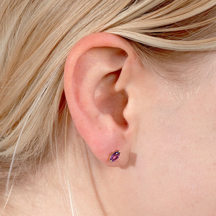 Minimalistické strieborné náušnice s ametystmi Sistine 132817