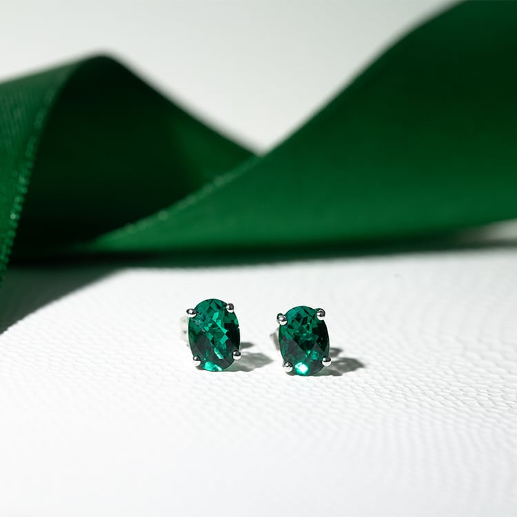 Zlaté náušnice s oválnymi smaragdmi Jalia 130468