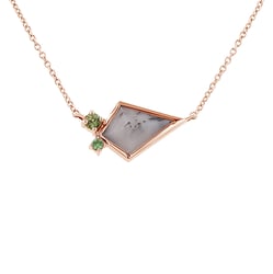 Náhrdelník s dendritickým opálom, olivínom a tsavorit granátom Luca