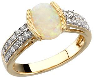 Prsteň s opálom a diamantmi zlatý 52964