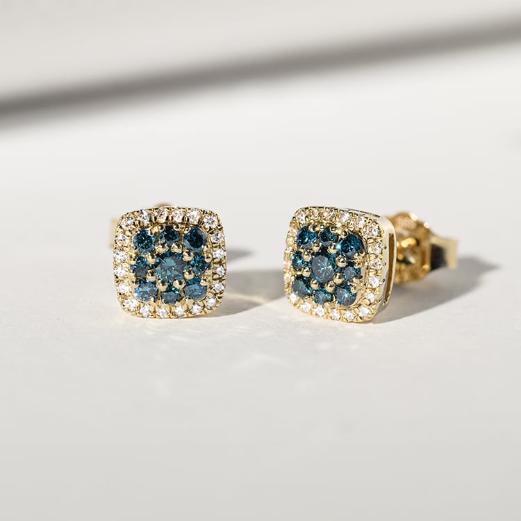 Napichovacie náušnice s modrými a bielymi diamantmi Tiff 142391