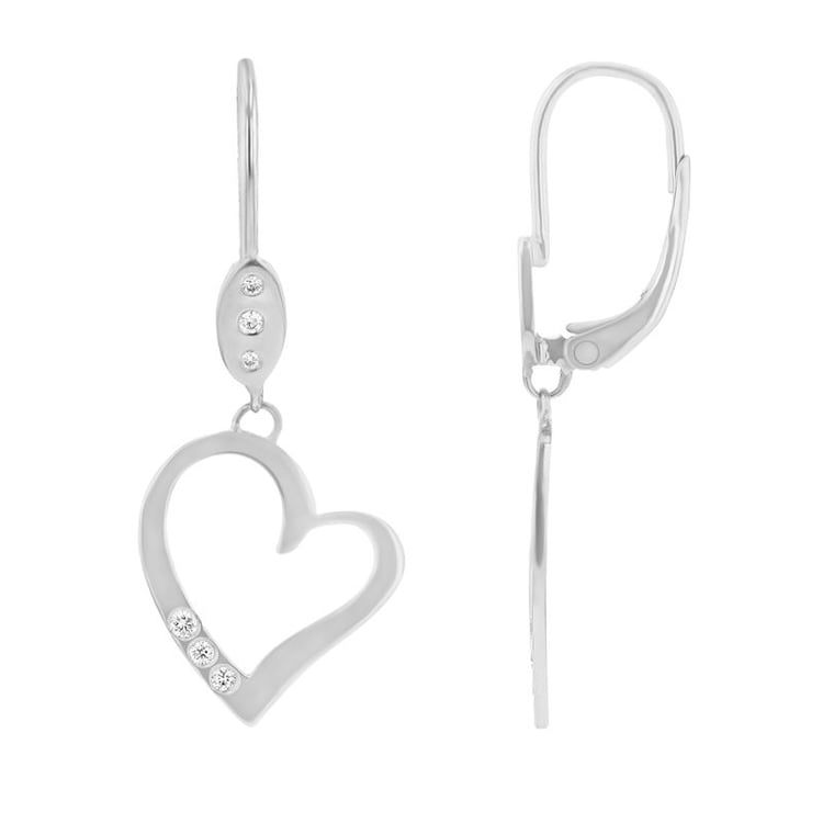 Zlaté visiace náušnice v tvare srdca s diamantmi Sahar 98423