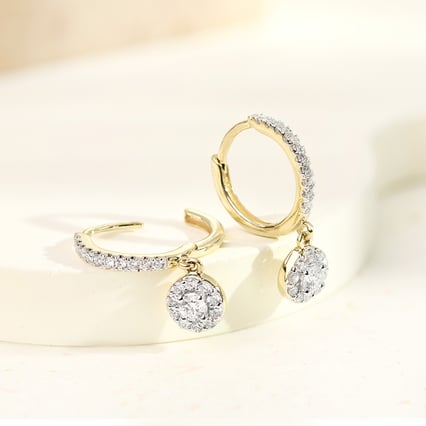 Zlaté kruhové náušnice s 0.09ct prírodným diamantom Namita