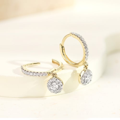 Zlaté kruhové náušnice s 0.09ct prírodným diamantom Namita