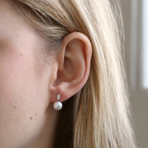 Perlové náušnice s diamantmi zo zlata Namala