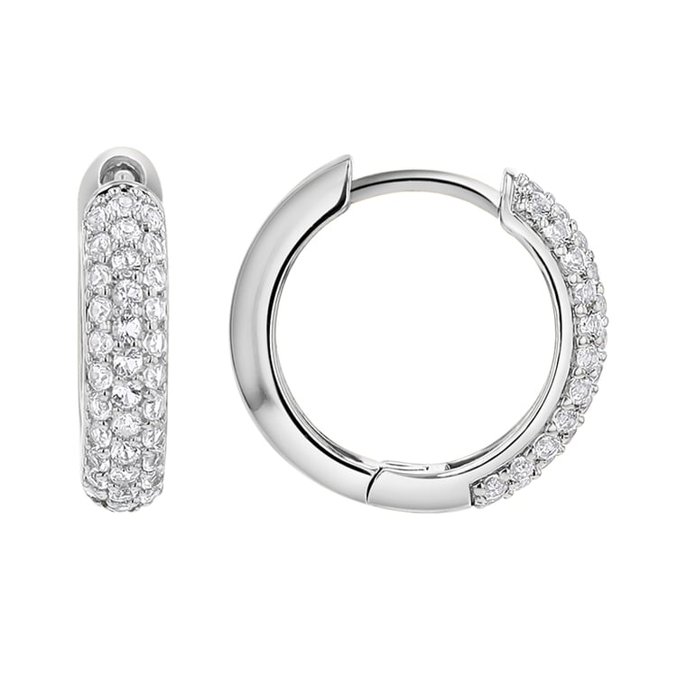 Strieborné pavé kruhové náušnice s bielymi topazmi Shaviv 148644