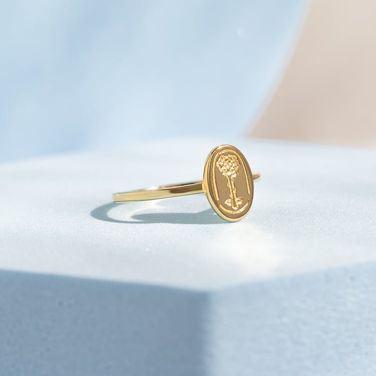 Strieborný oválny prsteň s gravírovanou ružou Malý princ 141788