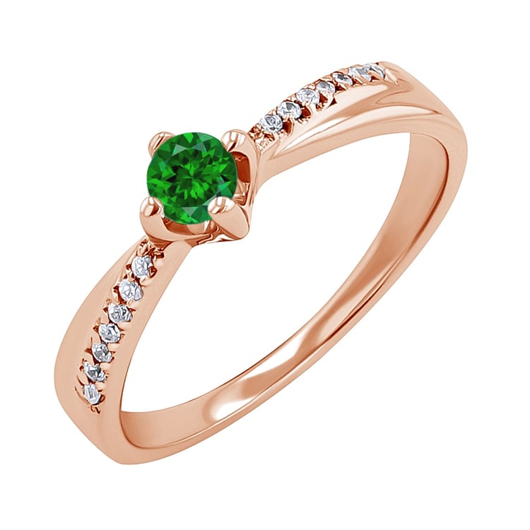 Zlatý prsteň s tsavorit granátom a diamantmi Sanely 132384