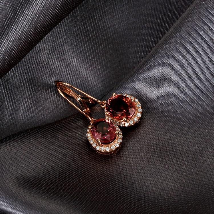 Zlaté turmalínové náušnice s diamantmi 4918