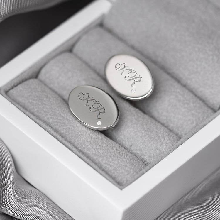 Manžetové gombíky s gravírom a diamantmi 69815