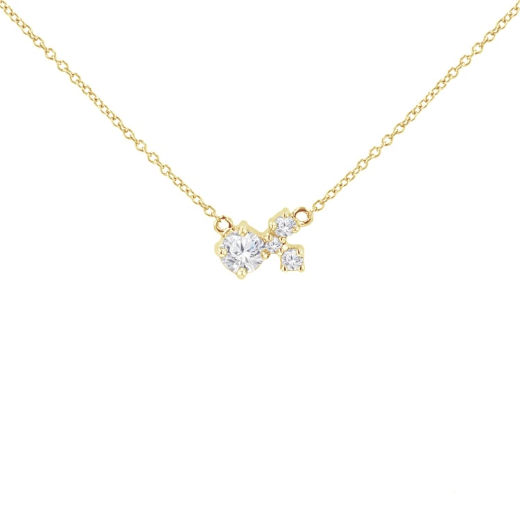 Strieborný cluster náhrdelník s moissanitom a lab-grown diamantmi Millie