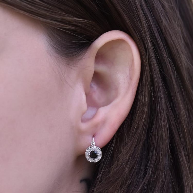 Zlaté náušnice s čiernymi diamantmi 11246