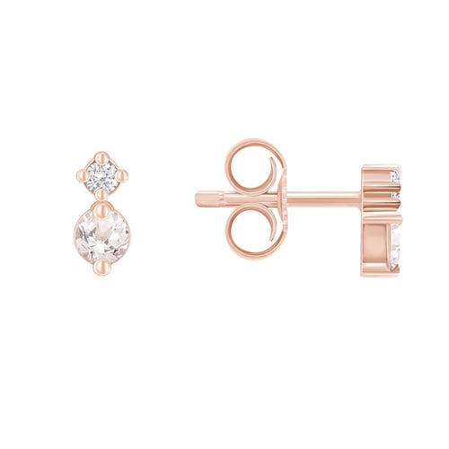 Minimalistické náušnice s morganitmi a diamantmi Coroba