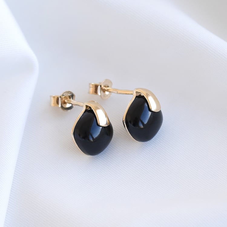 Zlaté náušnice s ónyxmi 81605