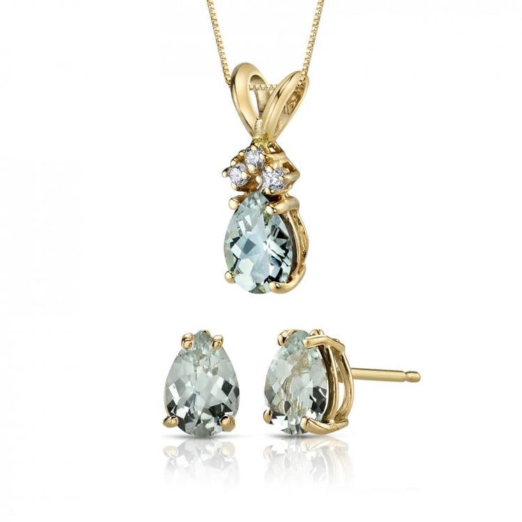 Zlatá kolekcia s pear ametystmi Dyndoce