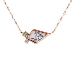 Náhrdelník s rutilovým krištáľom, olivínom a diamantom Luca