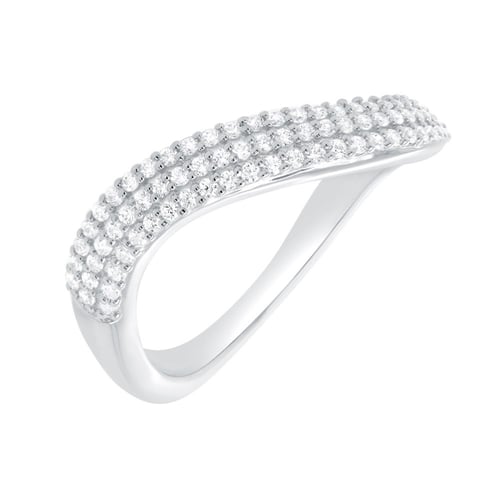 Half eternity zvlnený strieborný prsteň s lab-grown diamantmi Hjalmar