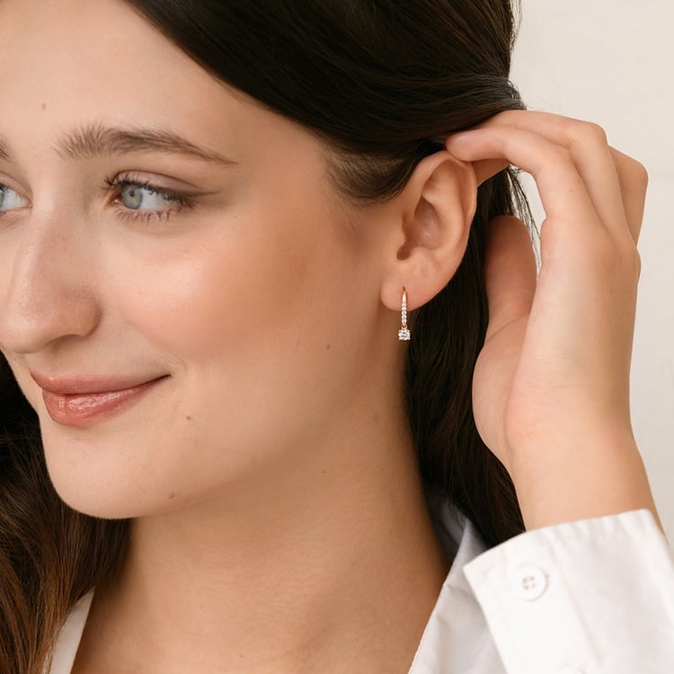 Zlaté visiací náušnice s prírodnými diamantmi 158836