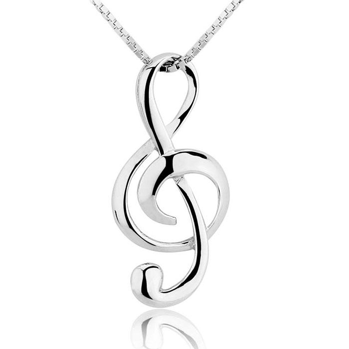 Strieborný husľový kľúč v náhrdelníku Corliss