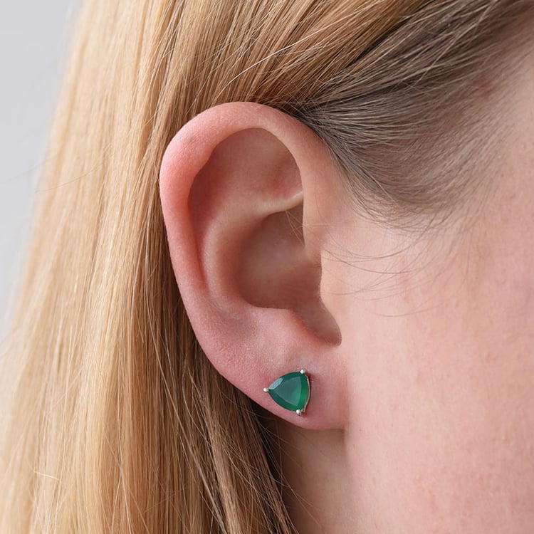 Náušnice so zelenými ónyxmi zo striebra 78674