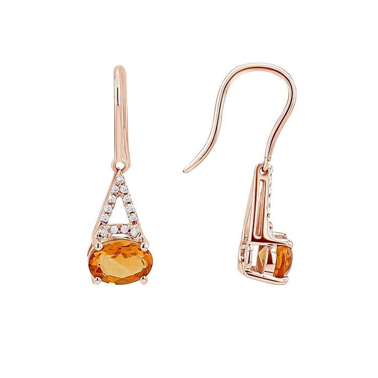 Zlaté citrínové náušnice s diamantmi Holy 128809