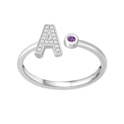 Diamantový prsteň s výberom písmen a drahokamu Zorion