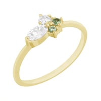 Jemný prsteň s moissanitmi a tsavorit granátmi Lore