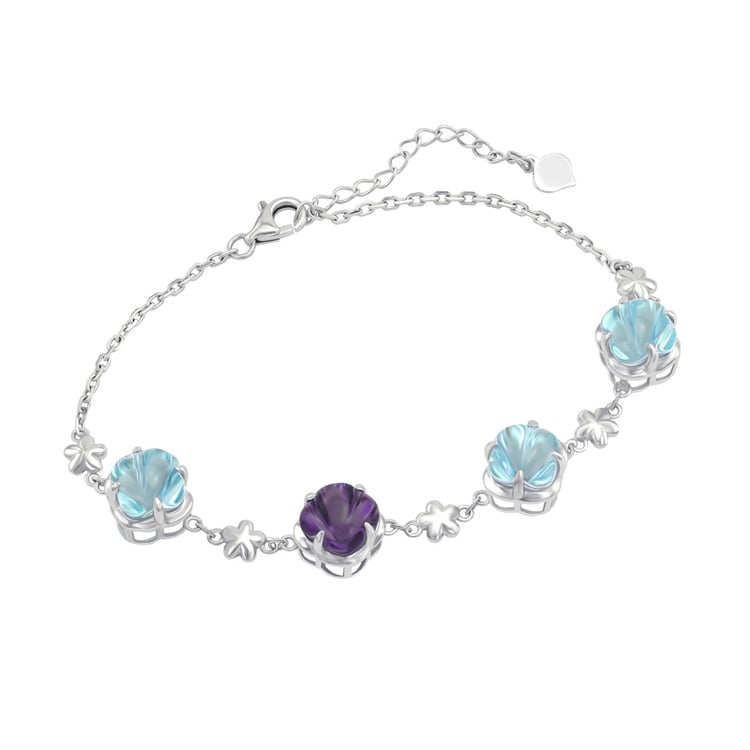 Zlatý náramok s topásmi a ametystom