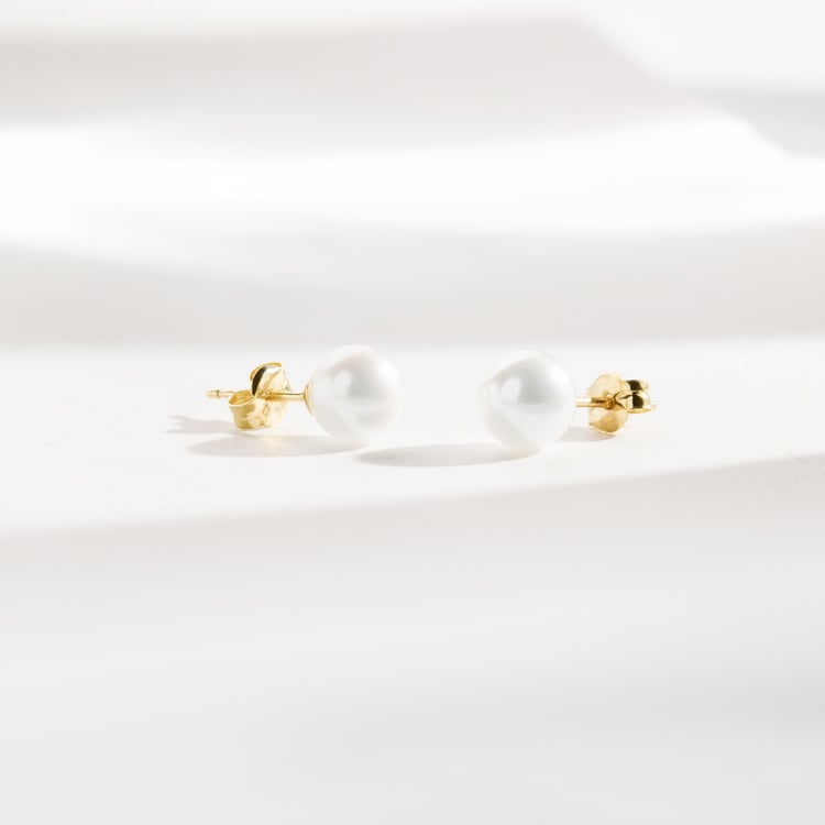 Perlové napichovacie náušnice zo 14k žltého zlata Abira 165677