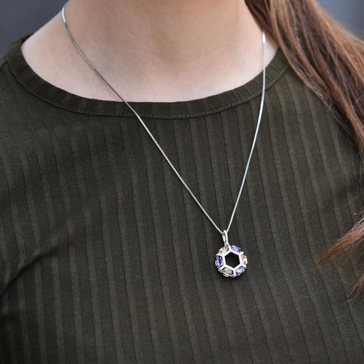 Strieborný náhrdelník plný ametystov 43679