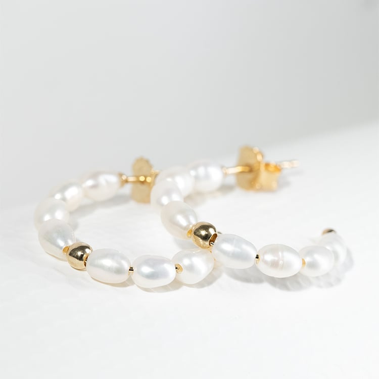 Strieborné kruhové náušnice s perlami Sazie 131937