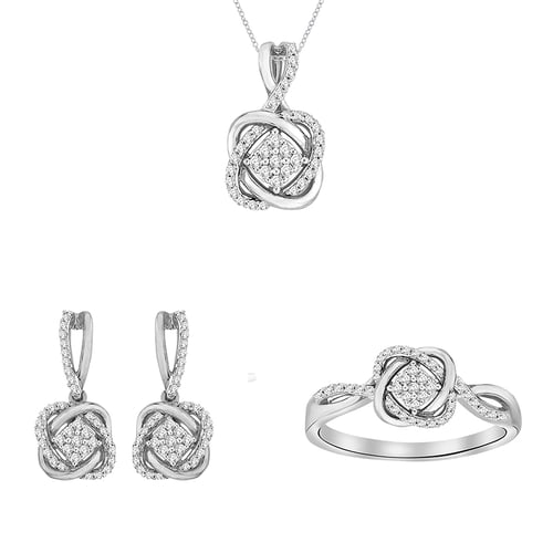 Zlatý set prepletaných šperkov s diamantmi Emilis