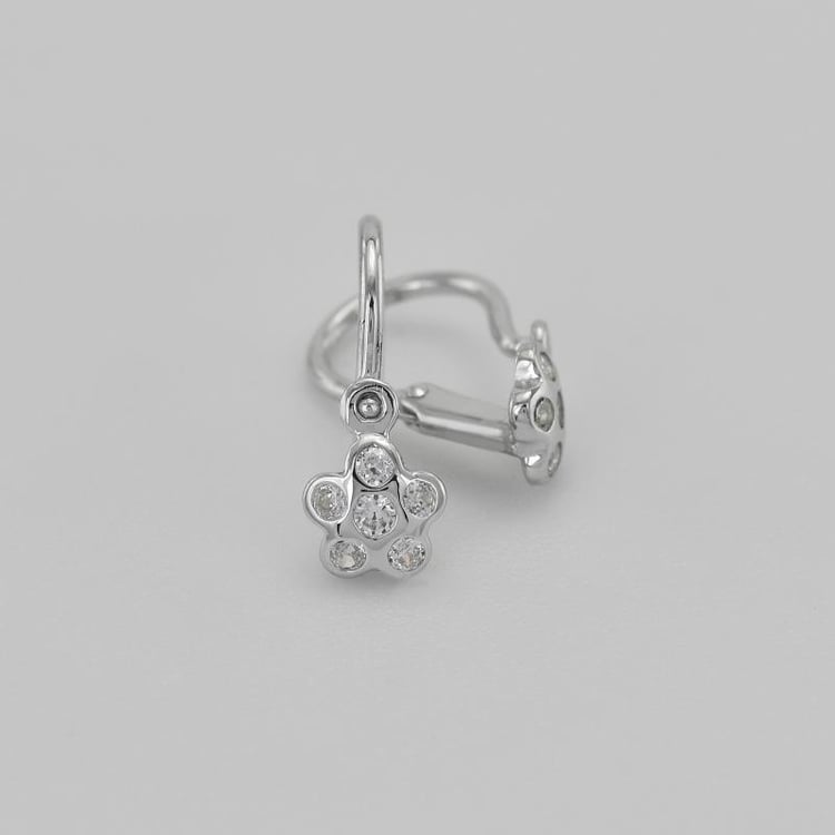 Detské náušnice s diamantmi v tvare kvietkov 145280