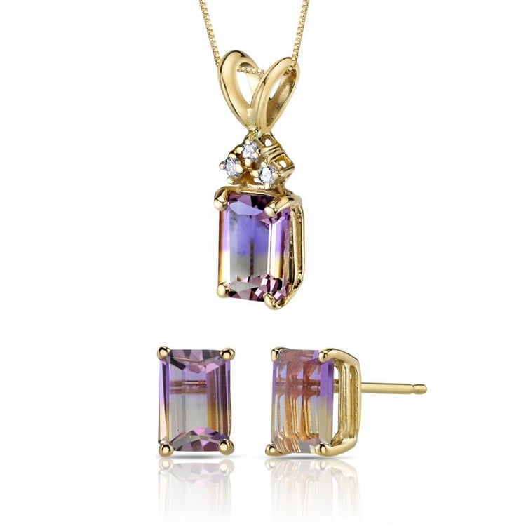 Kolekcia šperkov zo žltého zlata s ametrínmi Ionache
