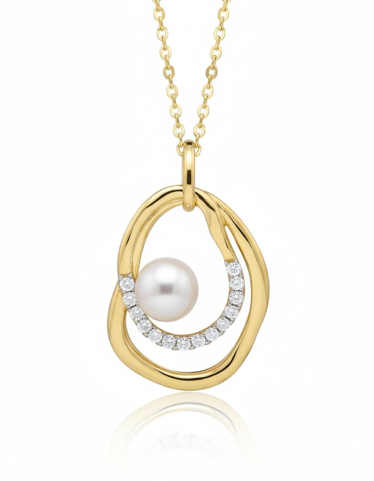 Strieborný perlový prívesok s bielymi topásmi 